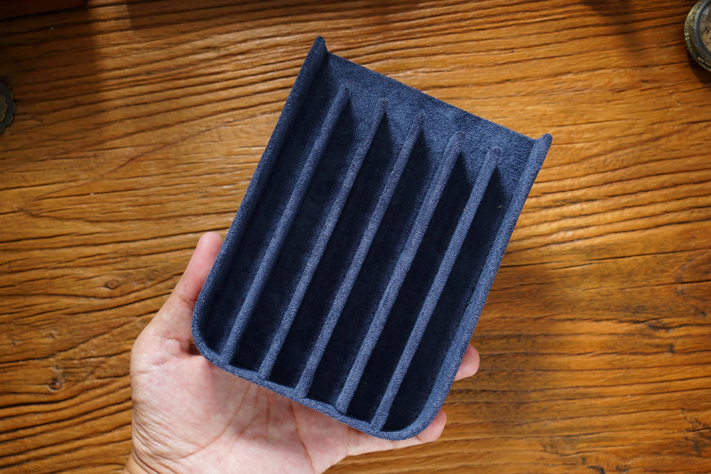 Vintage Genuine Leather Pen Pouch – 6-Slot Removable Tray Case