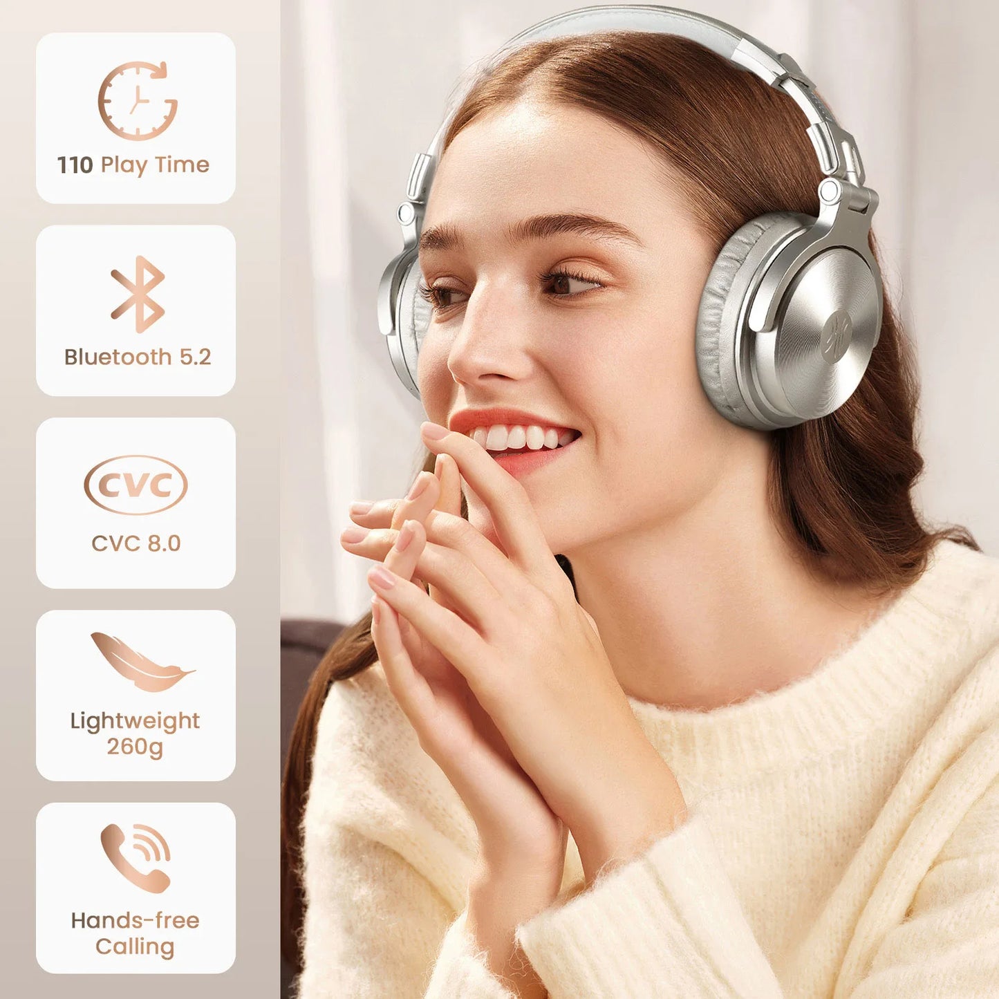 OneOdio Pro C Wireless Headphones – Hi-Res Over-Ear, 110h Playtime