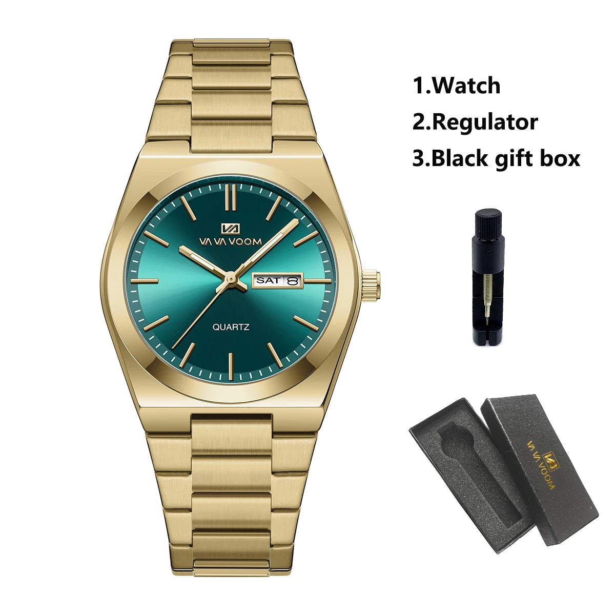 Men’s Stainless Steel 40mm Quartz Watch – Double Calendar & Waterproof