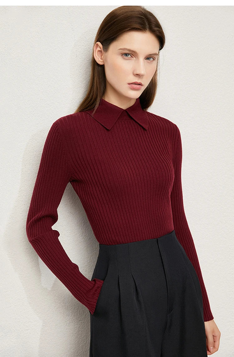 Women’s Slim Fit Striped Sweater – Autumn Office Basic Knitted Top