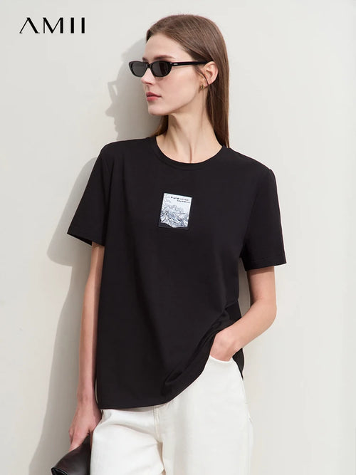 Women’s Casual Embroidered Cotton T-Shirt – Spring Short Sleeve Top