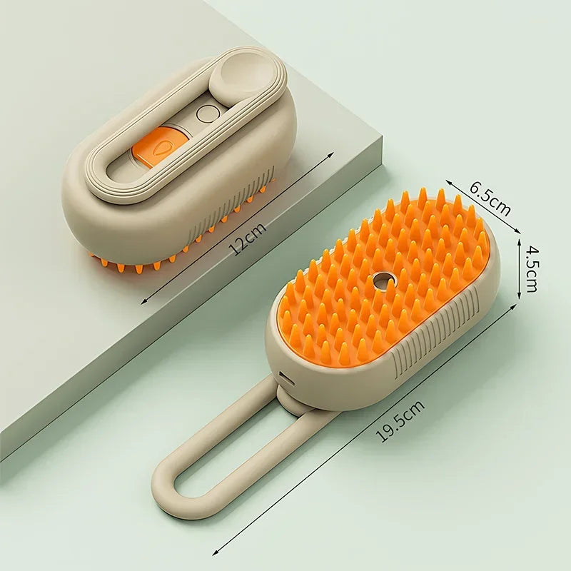 3-in-1 Pet Steam Brush – Grooming, Massage & Hair Removal Tool