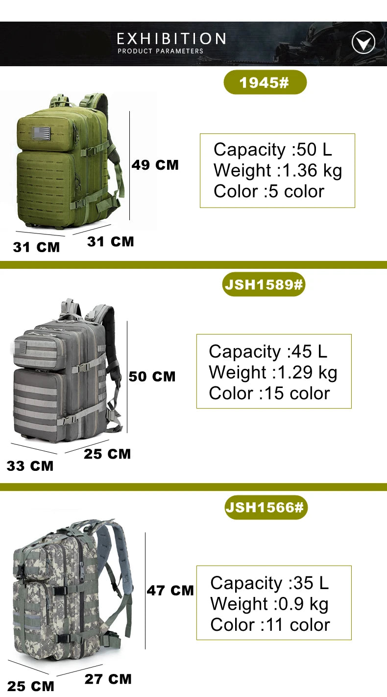 Tactical Backpack – Small Gym, Travel & Hiking Bag with Molle System