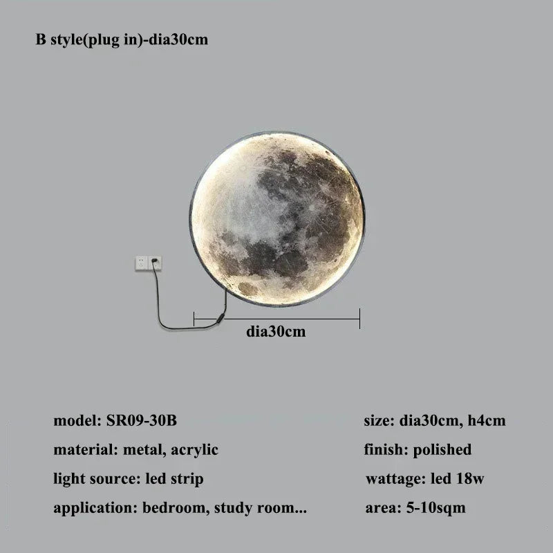 Modern 3D Moon LED Wall Lamp – Bedroom & Living Room Light