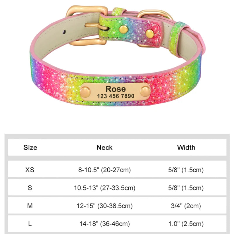 Custom Leather Pet Collar – Engraved Rhinestone Dog Collar