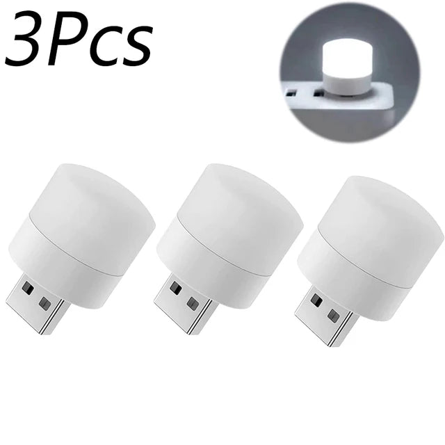 Mini USB LED Night Light – Warm White Book Reading Lamp 1/10pcs