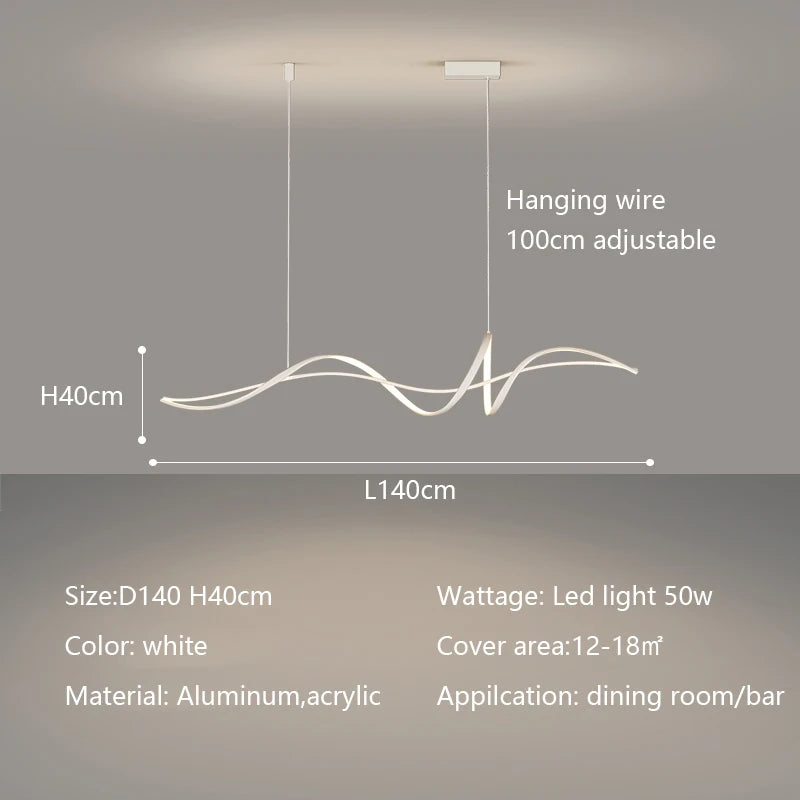 Modern Curved LED Pendant Light – Minimalist Dining Room Fixture