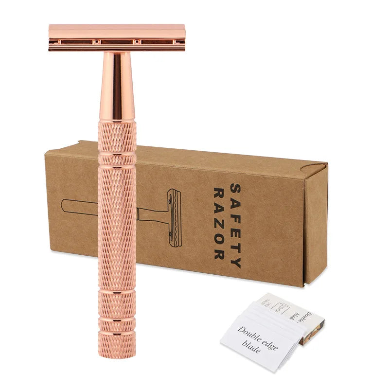 Men’s Manual Shaving Razor with Holder & 5 Double-Edge Blades