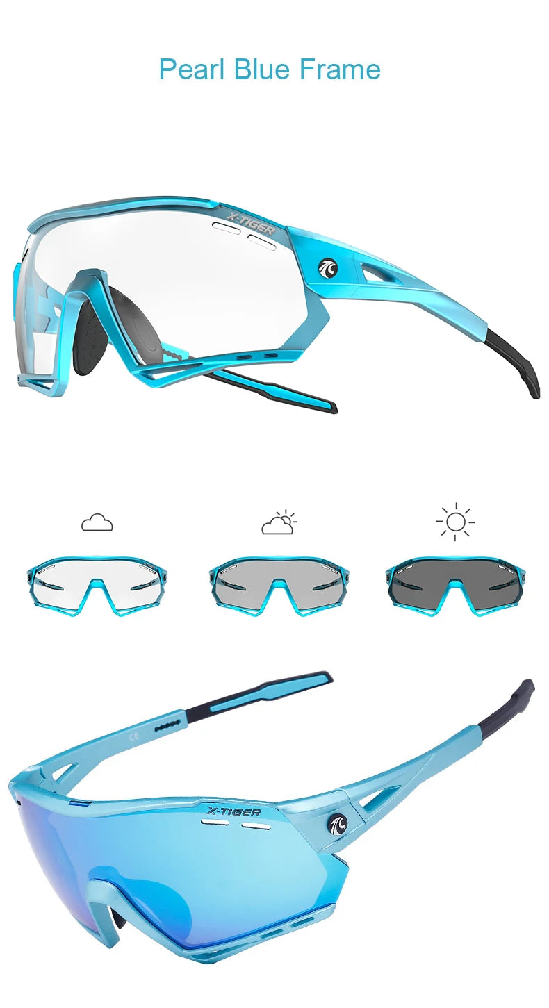 5-Lens Polarized Cycling Glasses – UV Protection Sports Eyewear
