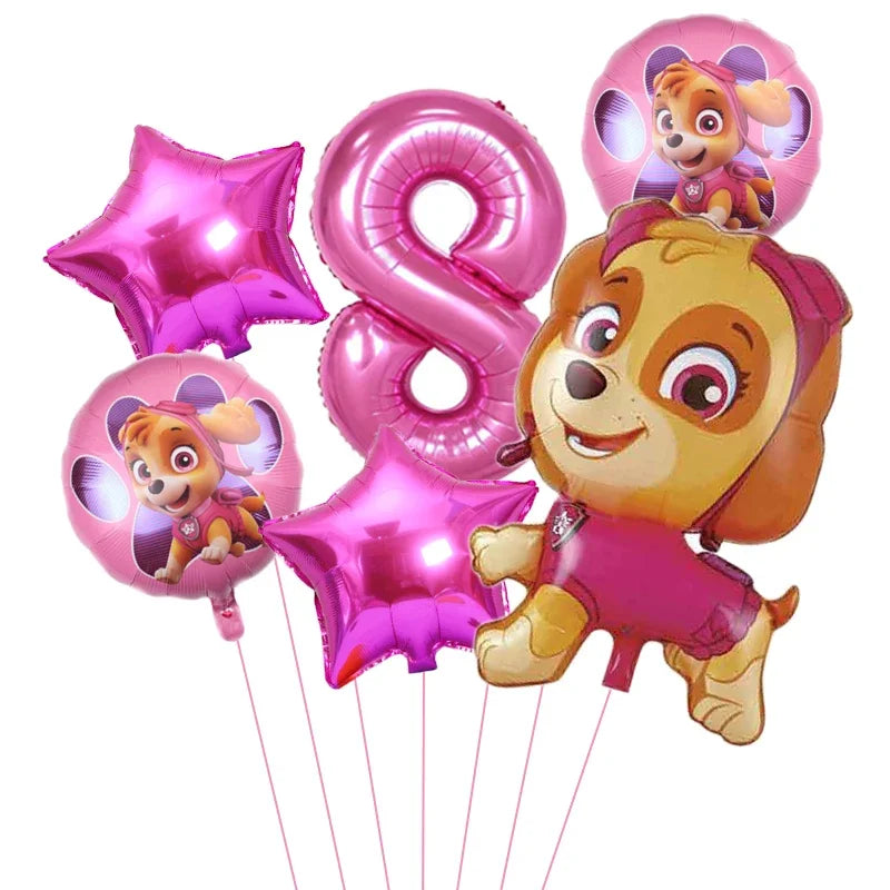 6pcs Paw Patrol Foil Balloons – Kids Birthday Party Decorations