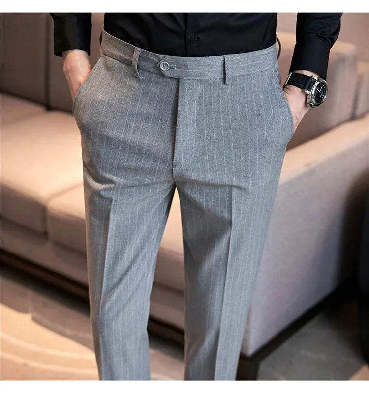 Cartmela Men’s Black Striped Suit Pants