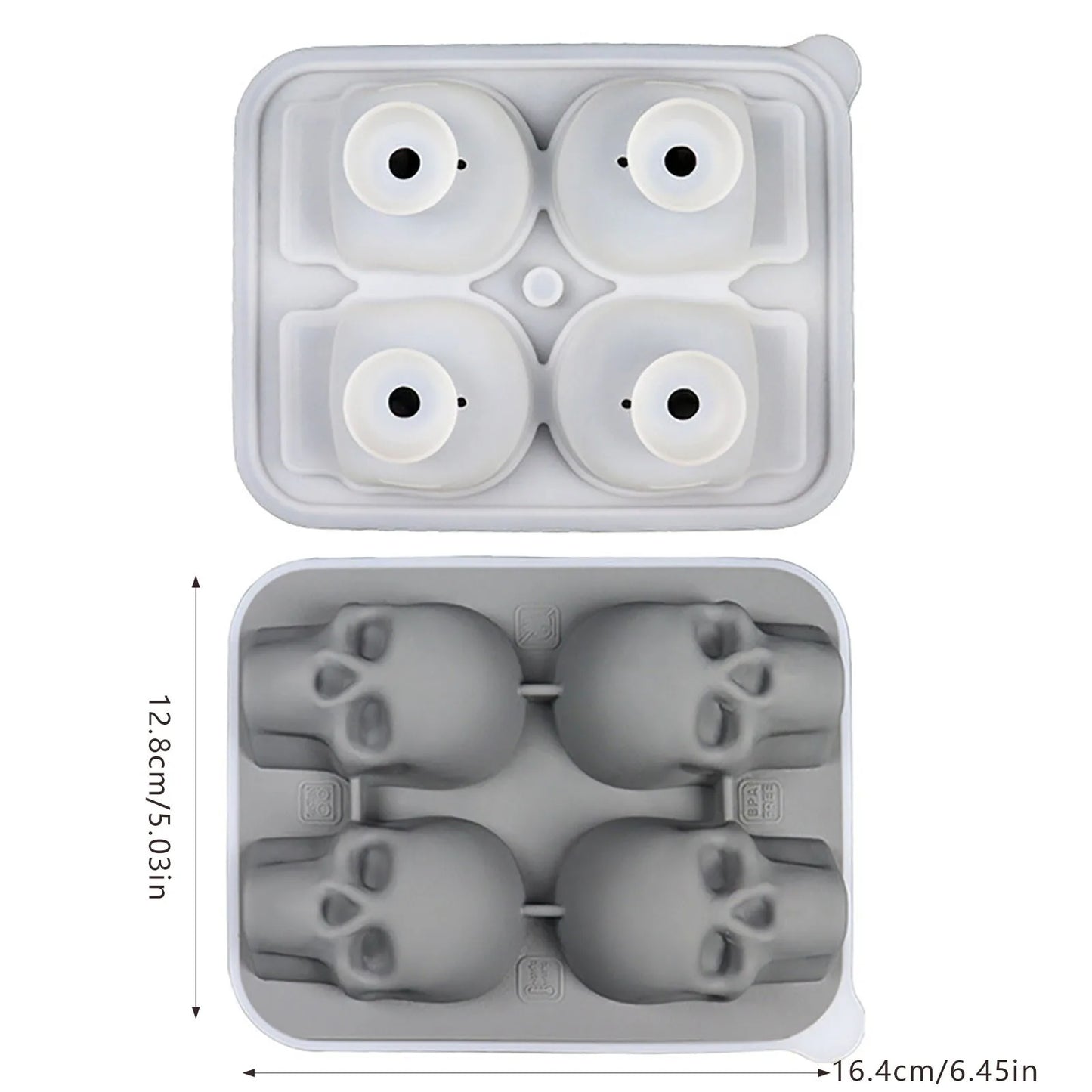 3D Skull Ice Cube Mold Tray with Lid – Silicone Whiskey Molder