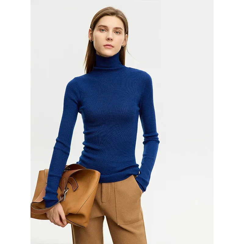 Women’s Slim Fit Turtleneck Sweater – Warm High Elastic Pullover