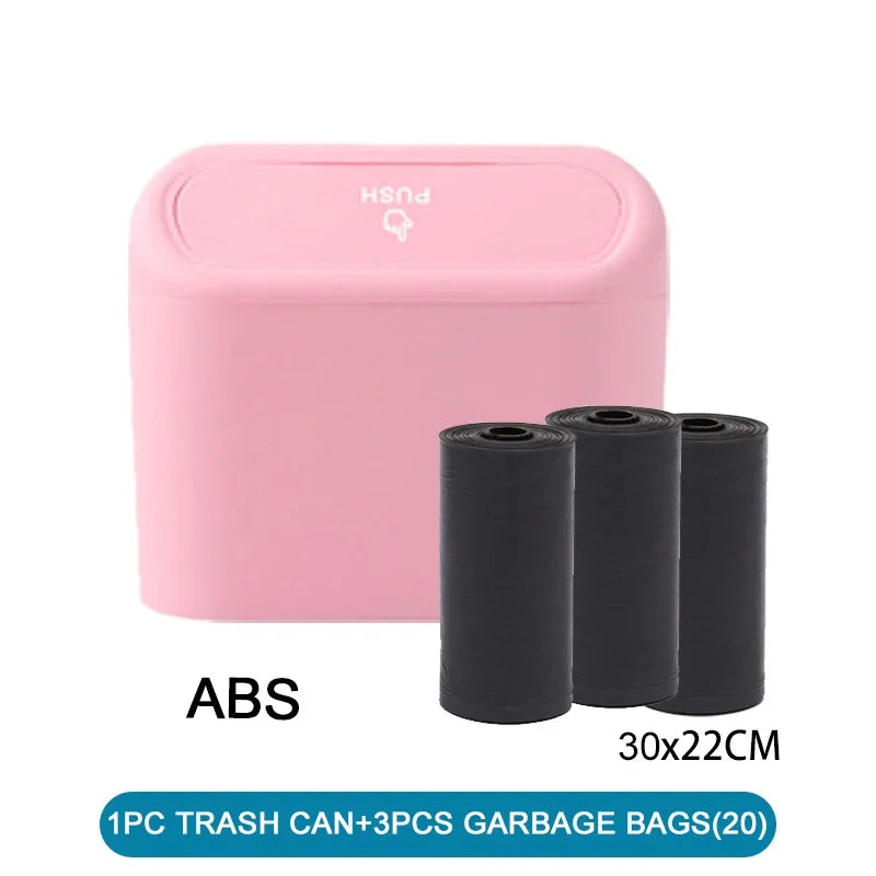 Leak-Proof Car Trash Can with Lid & 60 Garbage Bags – Mini Bin