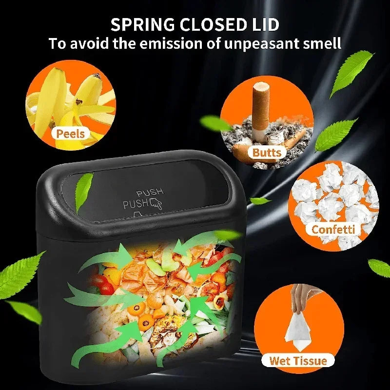 Leak-Proof Car Trash Can with Lid & 60 Garbage Bags – Mini Bin