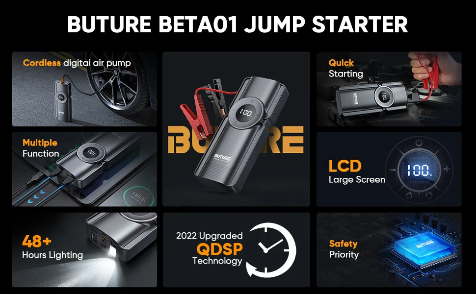 4-in-1 Jump Starter – 150PSI Air Compressor & 20000mAh Power Bank