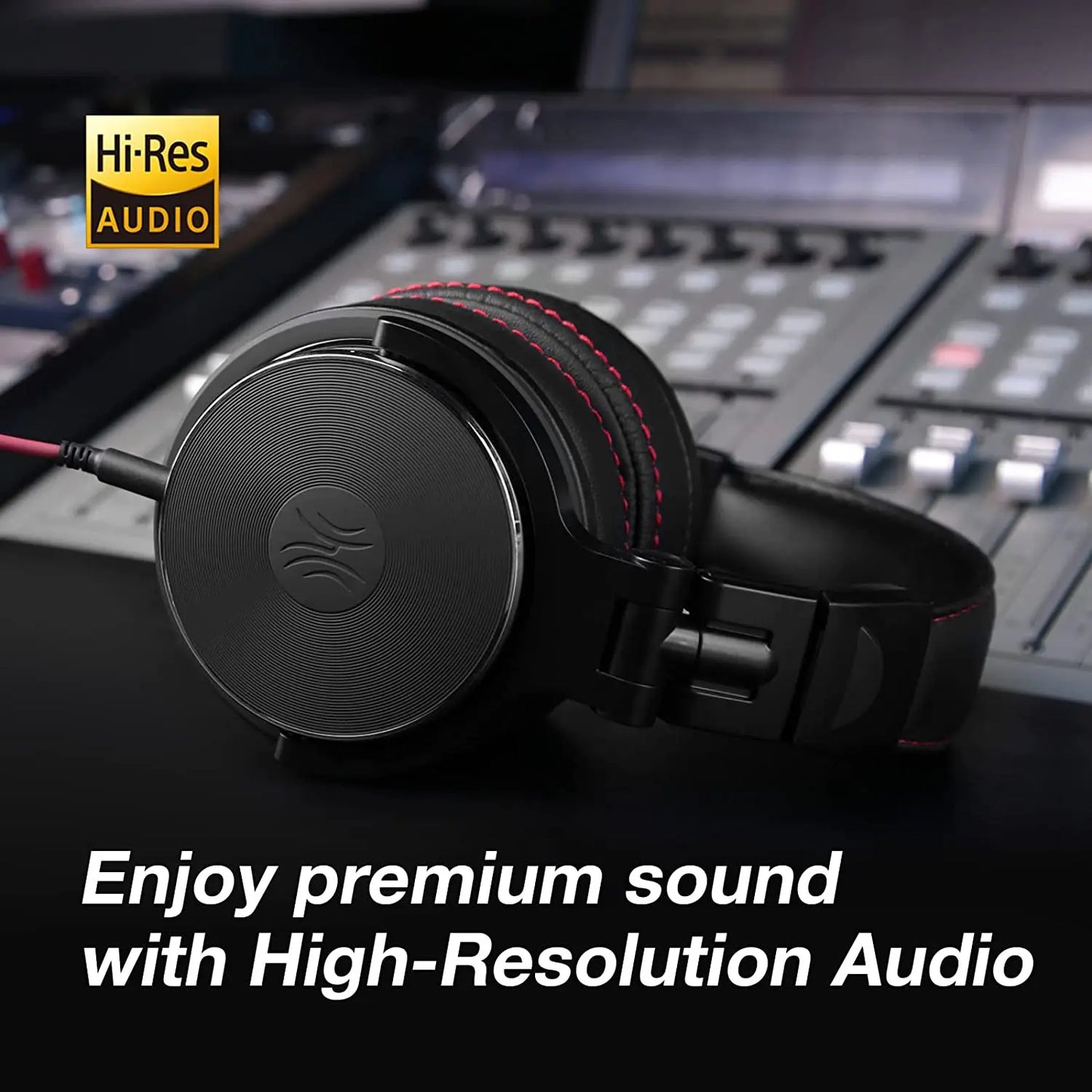 Professional Wired DJ Headphones – Over Ear with Mic & Hi-Res Audio