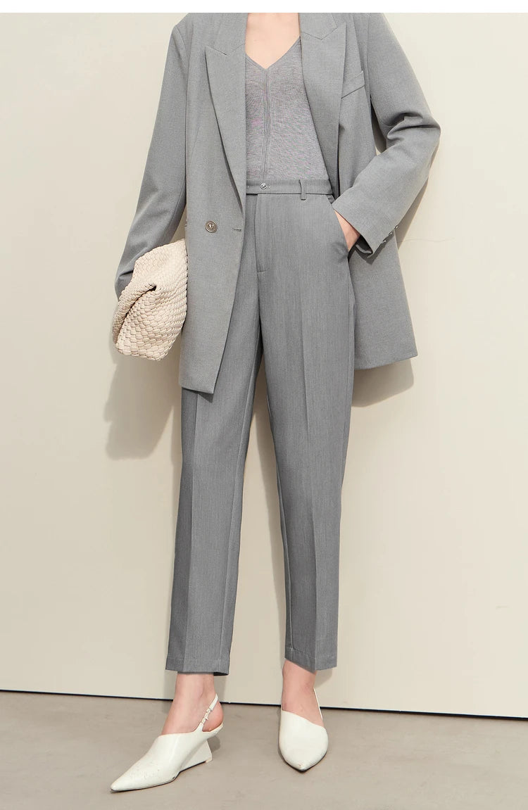 Women’s Straight Casual Pants – Summer Elastic Waist Office Wear