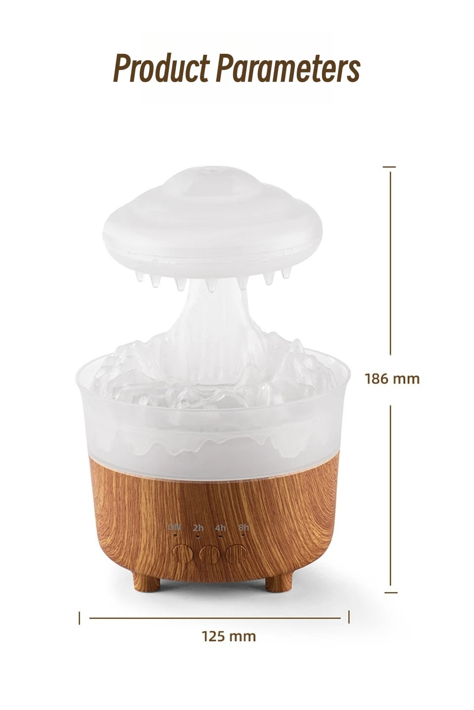 Rain Drip Mushroom Humidifier with 7 Color LED Aroma Diffuser