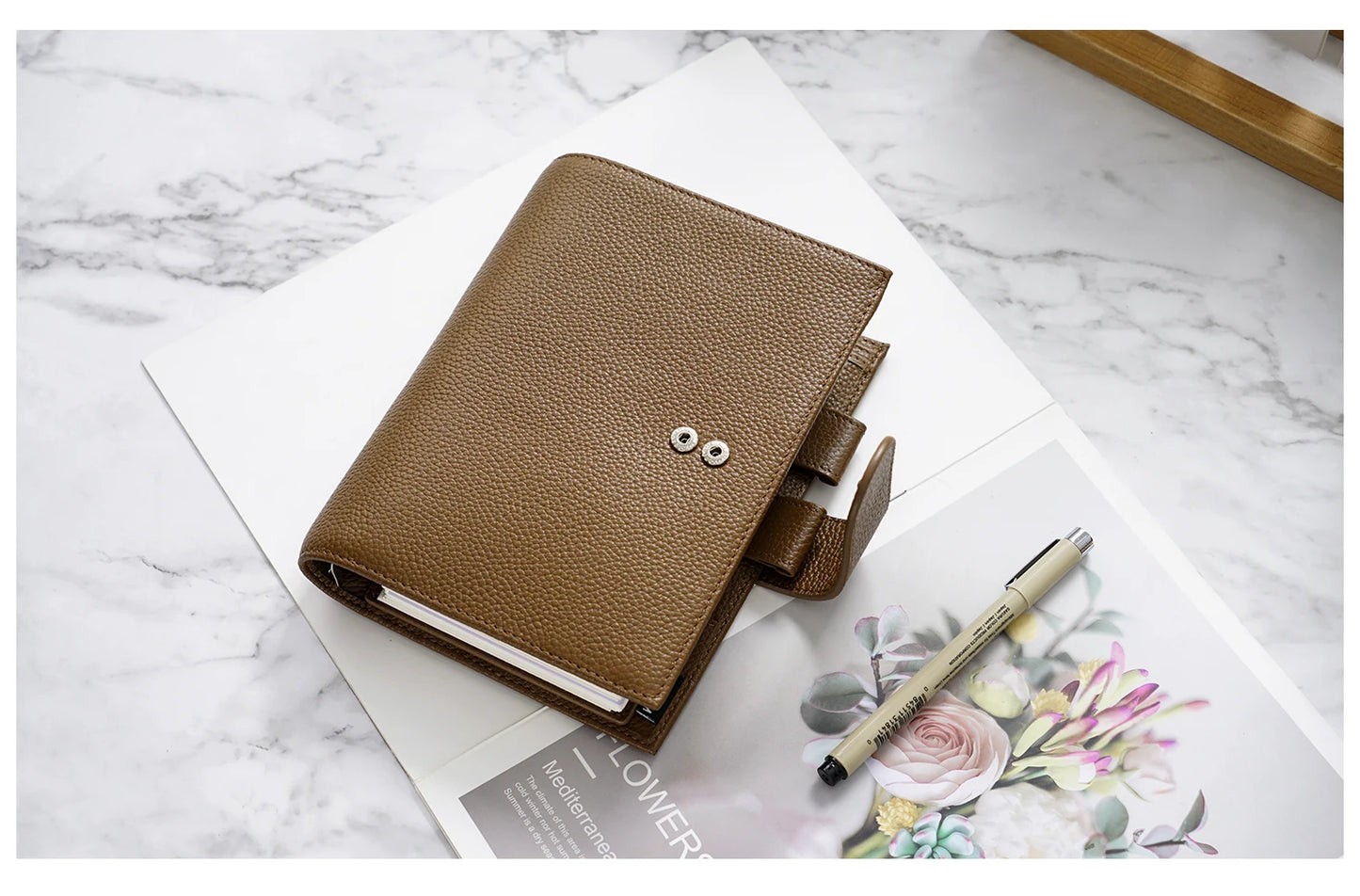 Personal Size Planner – 30mm Rings, Genuine Pebbled Grain Leather