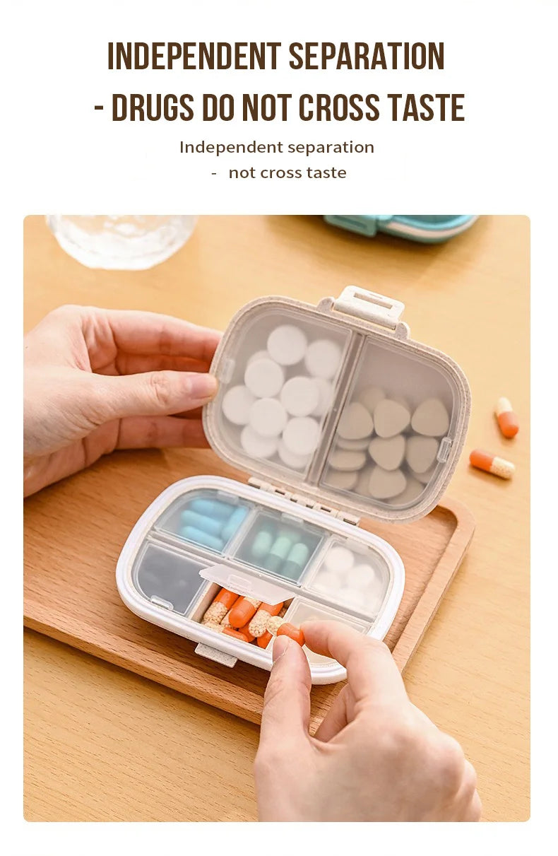 8-Grid Pill Organizer Box – Travel Medicine Storage with Seal Ring