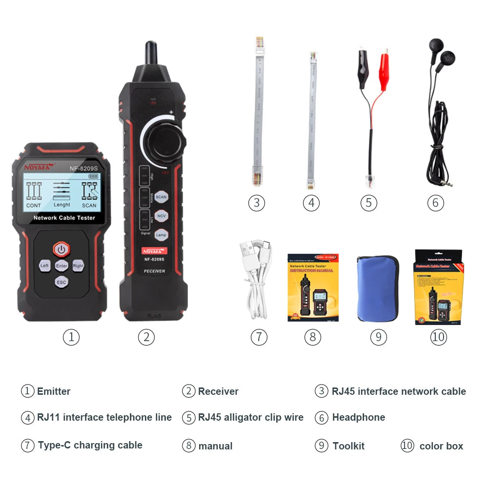Network Cable Tracker & Tester – LCD Display, Wiremap, Length Tool