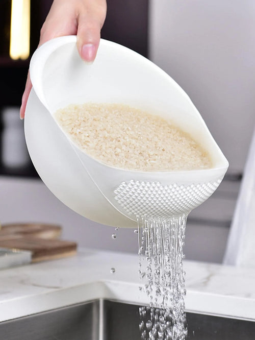 Multi-Use Rice Washing Colander Bowl with Handle – Kitchen Organizer