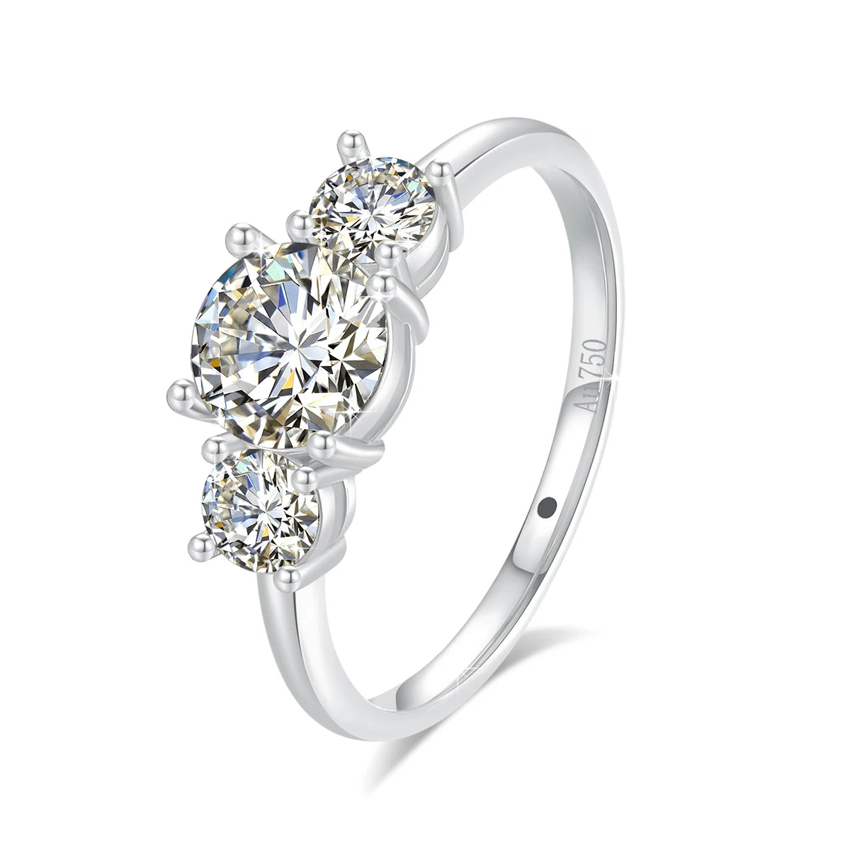 18K Gold Moissanite 3-Stone Ring for Women – Luxury Engagement