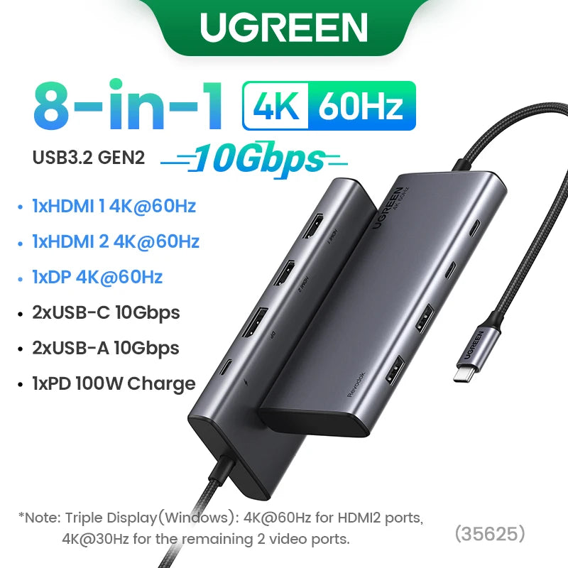 9-in-1 USB-C Hub – 4K@60Hz HDMI, 10Gbps USB, RJ45, PD 100W