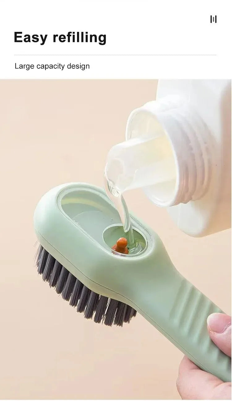 Multifunction Shoe Cleaning Brush with Soap Dispenser & Hook