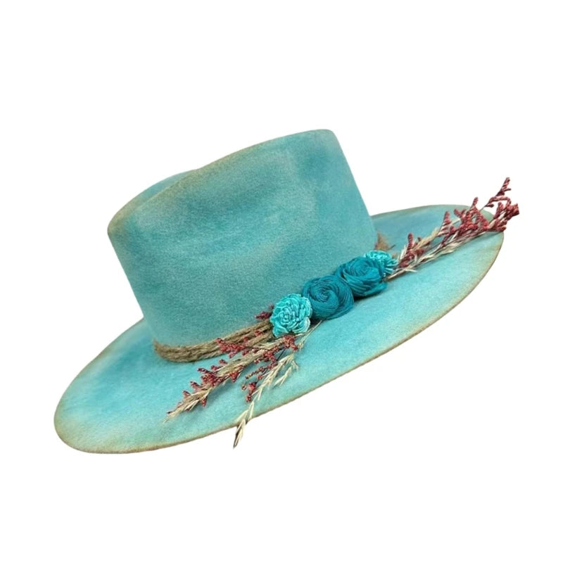 Wool Homburg Panama Hat – Unisex Western Photo Prop Headwear