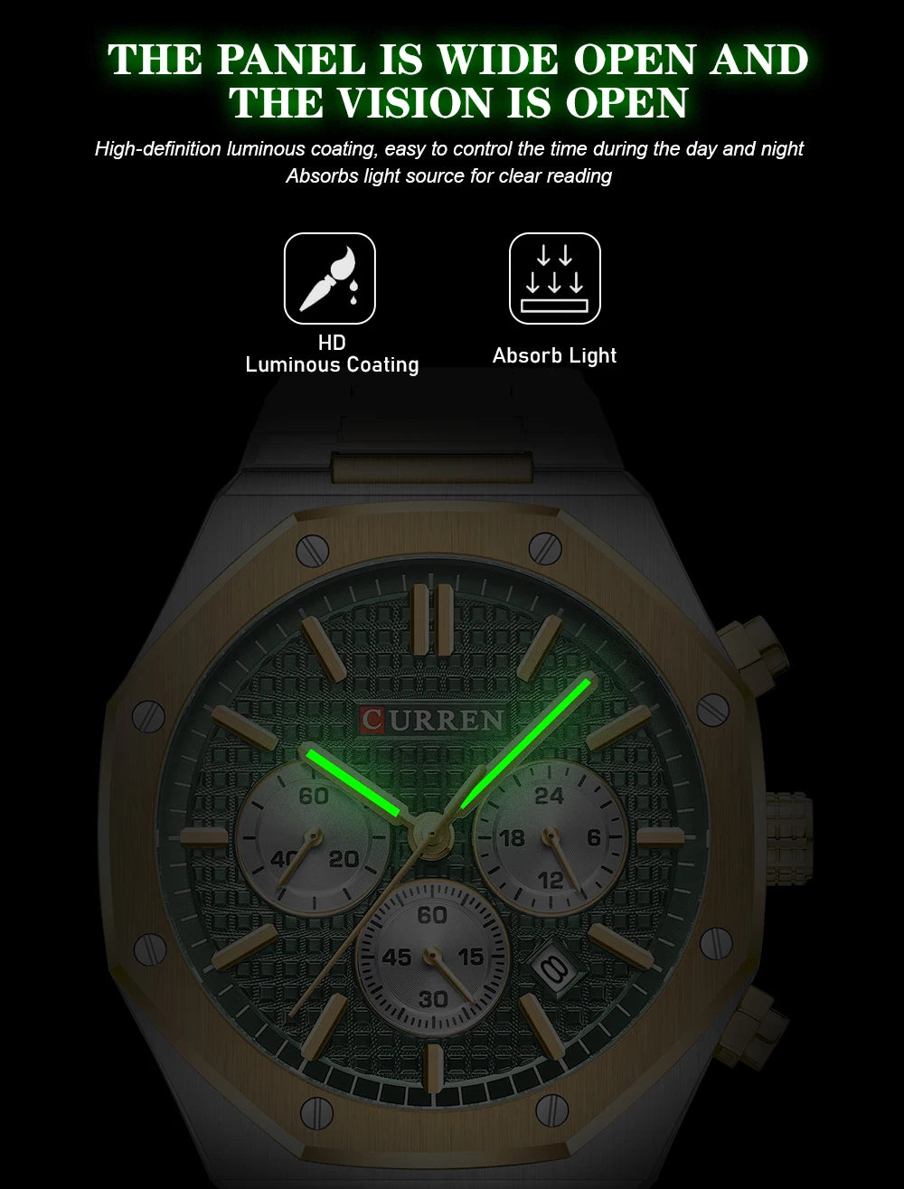 Casual Stainless Steel Quartz Watch – Waterproof Men’s Chronograph