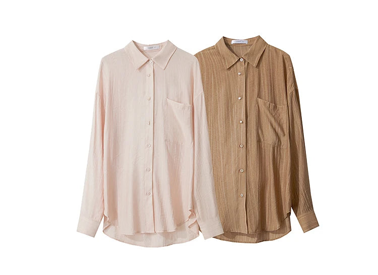 Women’s Casual Shirt & Wide Leg Pants – Spring Basic Separate Set