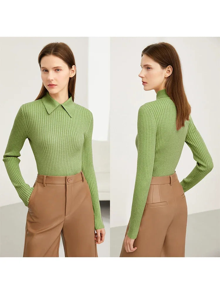Women’s Slim Fit Striped Sweater – Autumn Office Basic Knitted Top