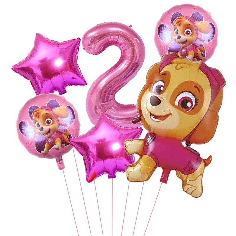 6pcs Paw Patrol Foil Balloons – Kids Birthday Party Decorations