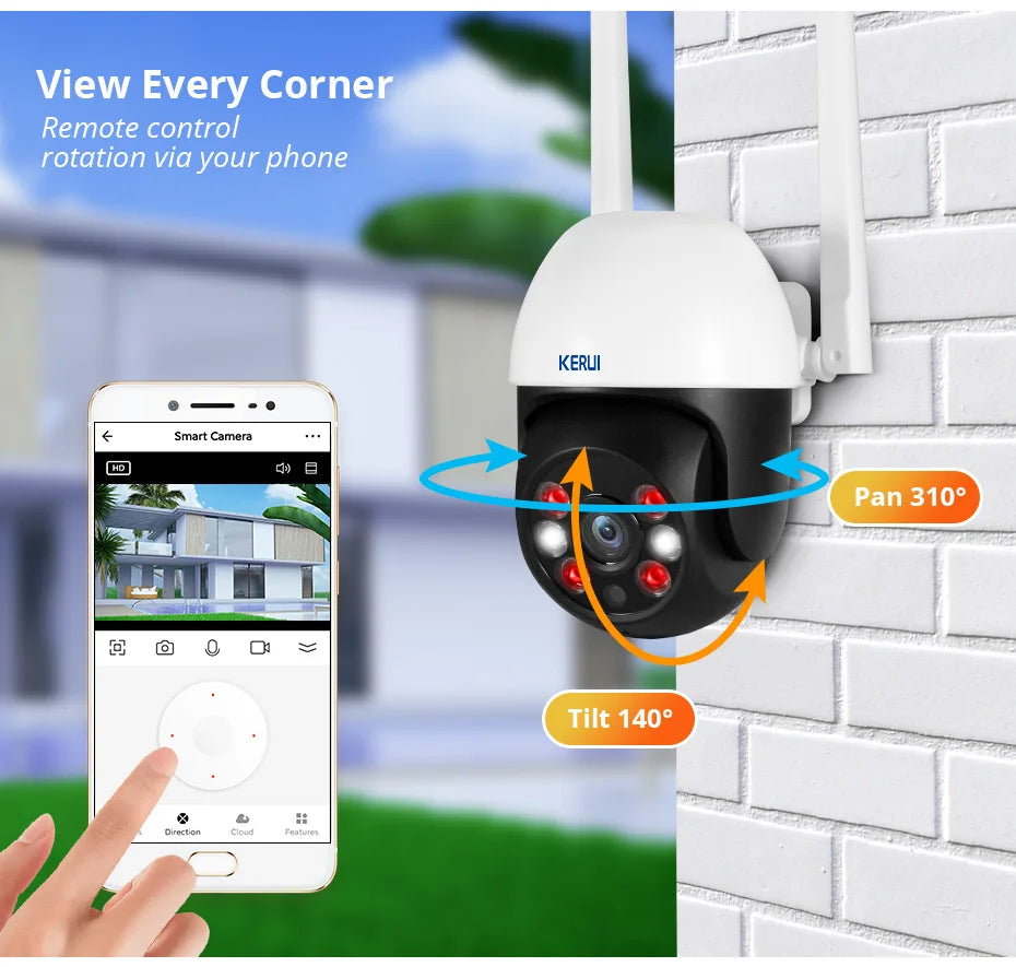 Cartmela 5MP/8MP/4K PTZ WiFi IP Camera