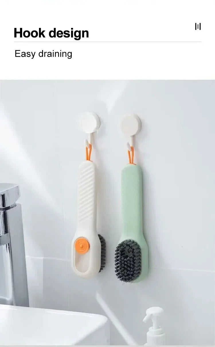 Multifunction Shoe Cleaning Brush with Soap Dispenser & Hook