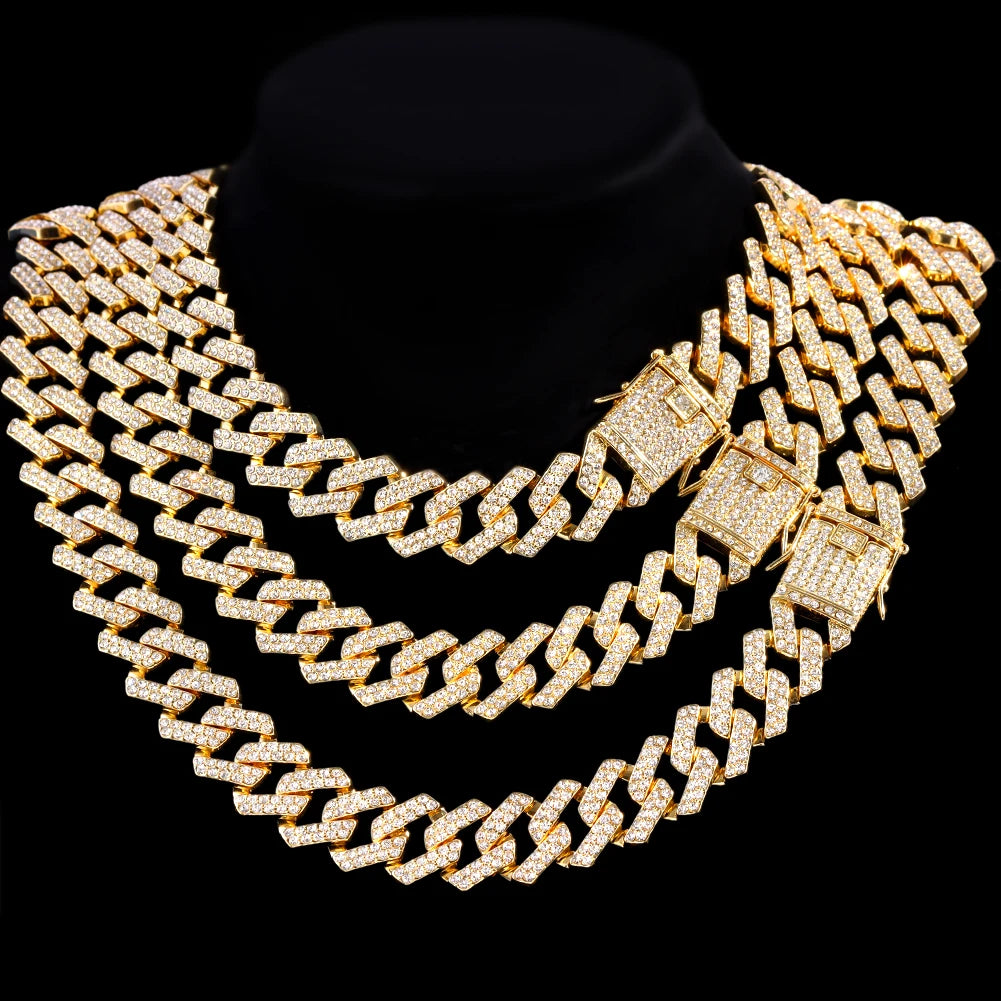 Hip Hop Iced Out Cuban Link Chain Necklace – Gold & Silver Men’s Gift