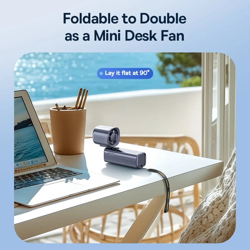 Portable Foldable Mini Fan – 5-Speed Handheld Rechargeable Fan