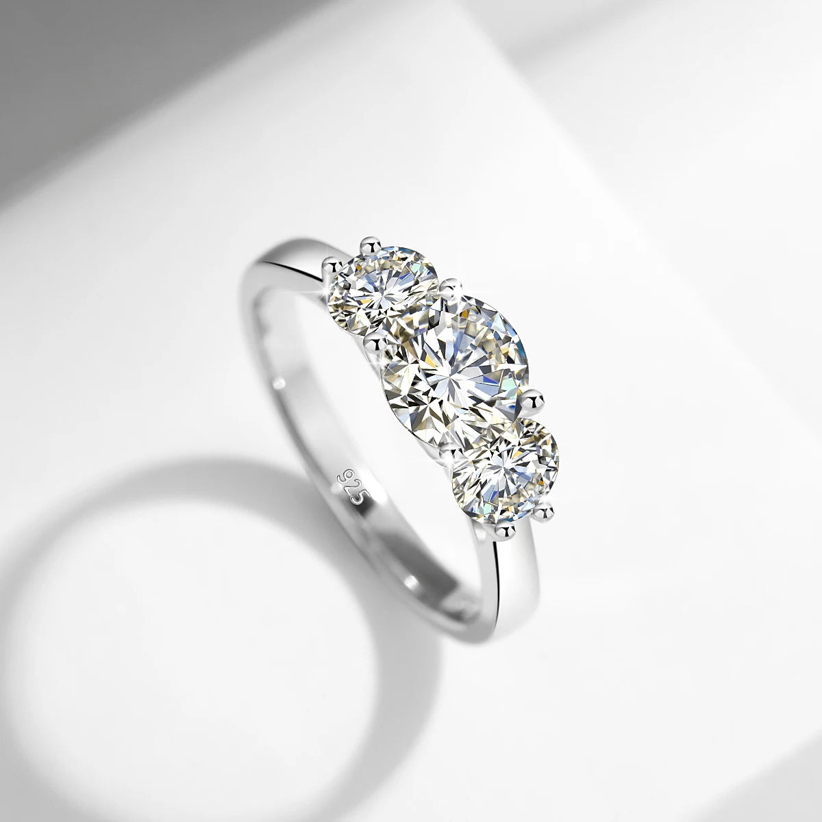 18K Gold Moissanite 3-Stone Ring for Women – Luxury Engagement