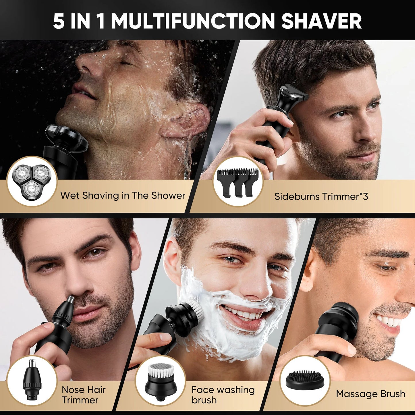 3-in-1 Electric Shaver – Beard, Nose & Razor Trimmer Waterproof