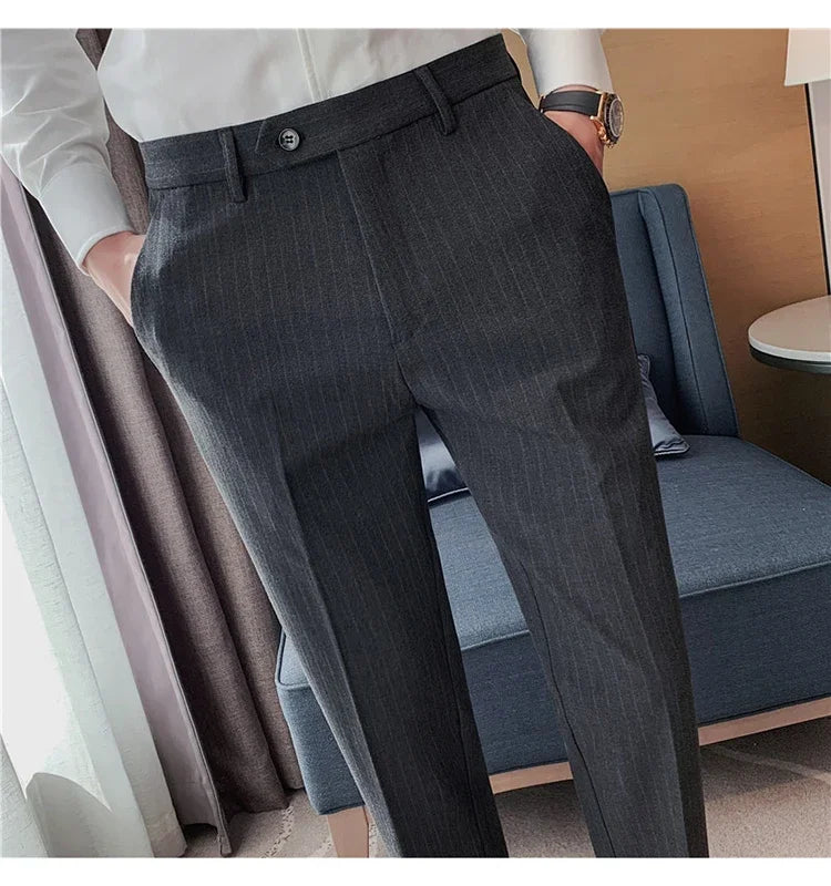 Cartmela Men’s Black Striped Suit Pants