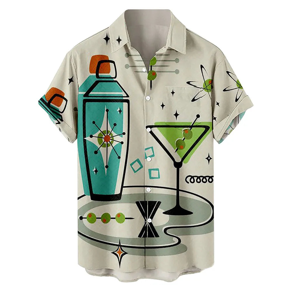 Men’s Floral Hawaiian Shirt – Summer Lapel Short Sleeve Casual Top