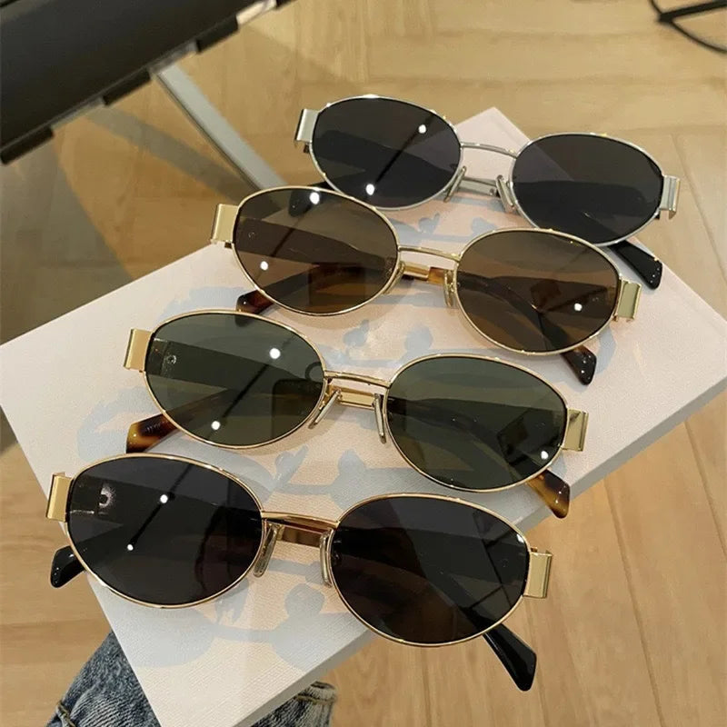 Vintage Oval Metal Sunglasses – Fashion UV Protection Eyewear
