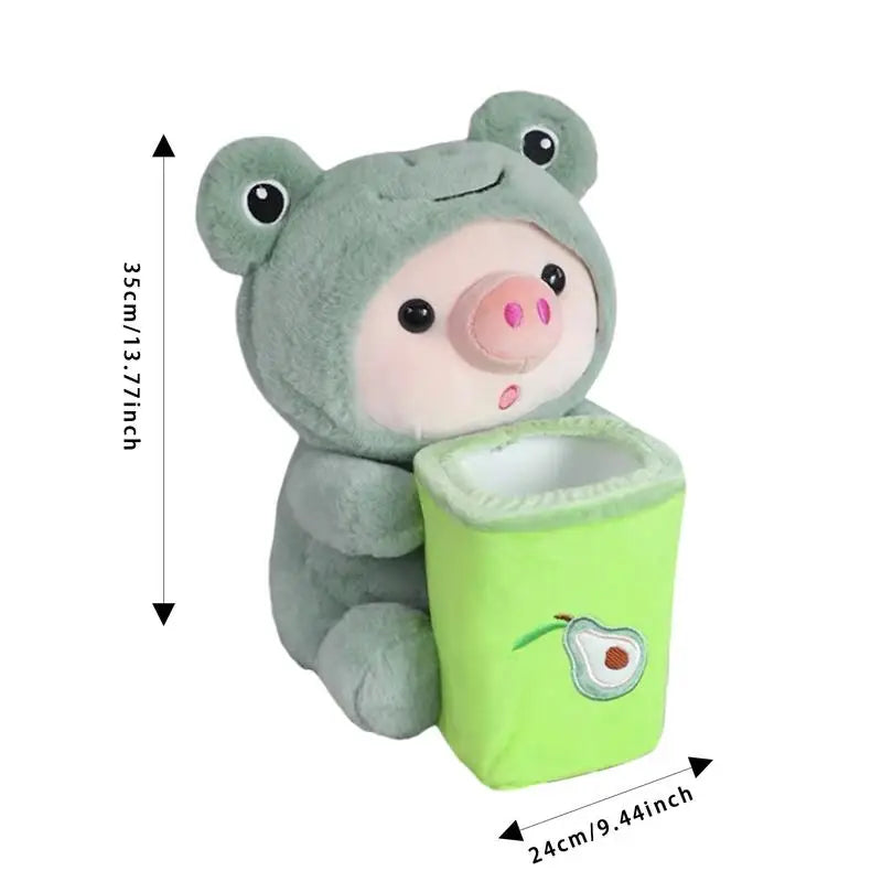 Cute Plush Animal Car Tissue Box & Trash Can Storage Organizer
