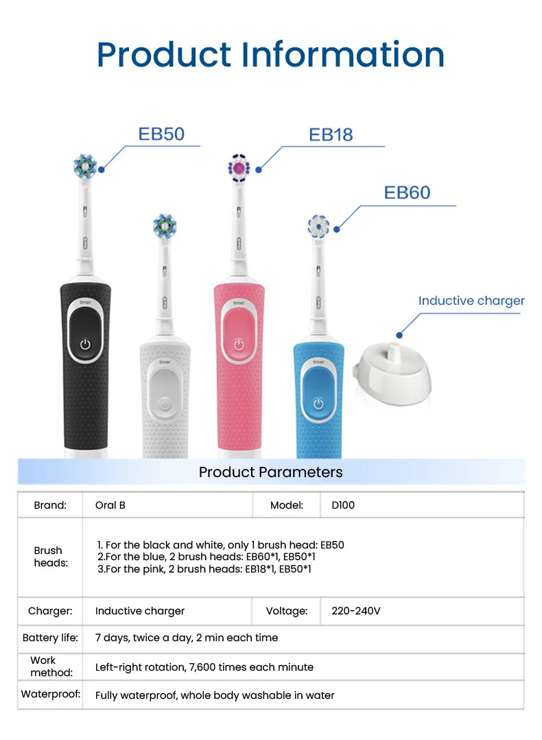 Oral-B D100 Rechargeable Electric Toothbrush