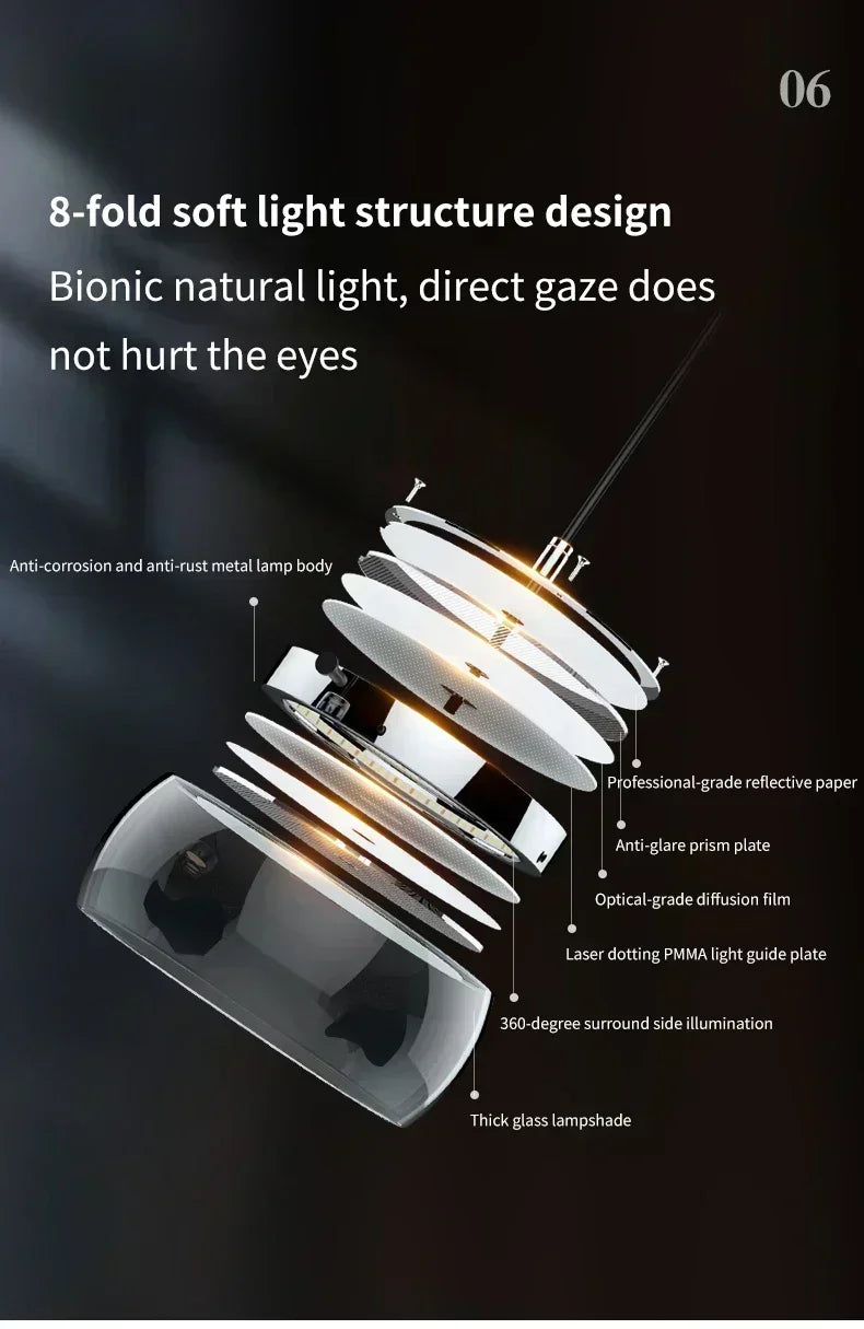 Cartmela Modern LED Glass Pendant Light