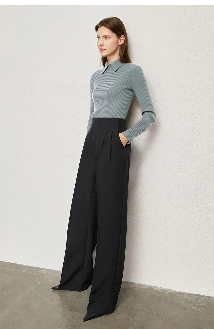 Women’s Slim Fit Striped Sweater – Autumn Office Basic Knitted Top