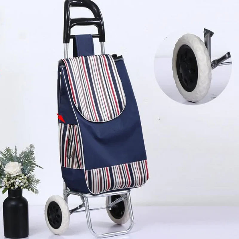 Folding Grocery Cart–Lightweight Aluminum Trolley with Climbing Wheels