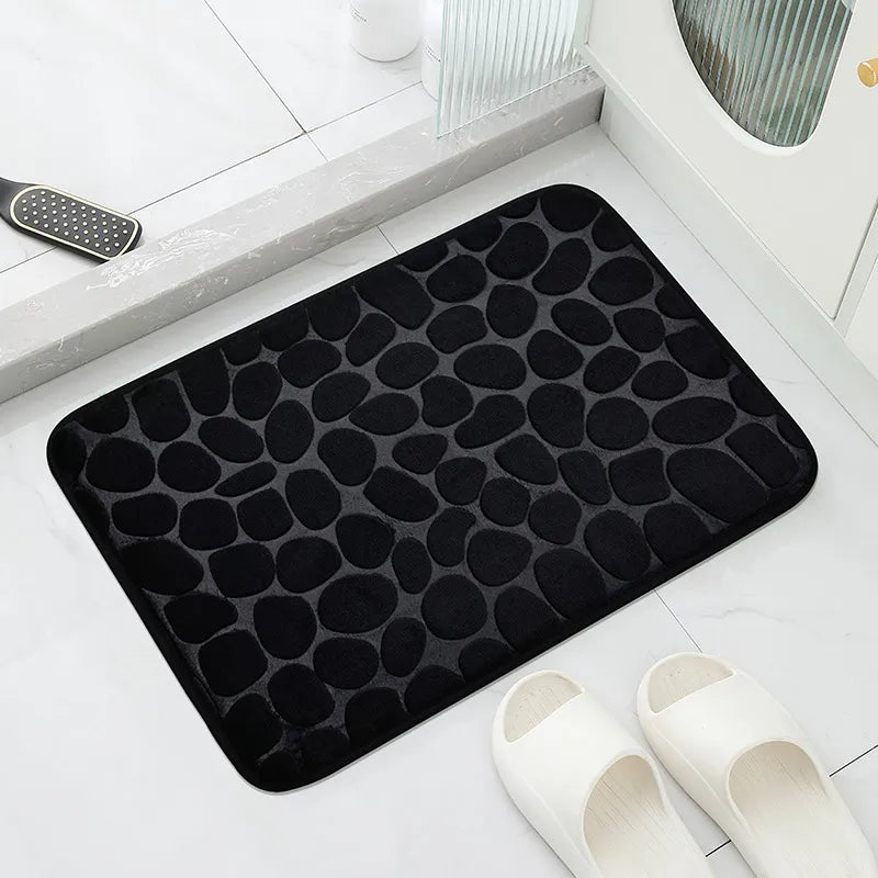 Anti-Slip Cobblestone Bathroom Floor Mat – Water Absorbent Rug